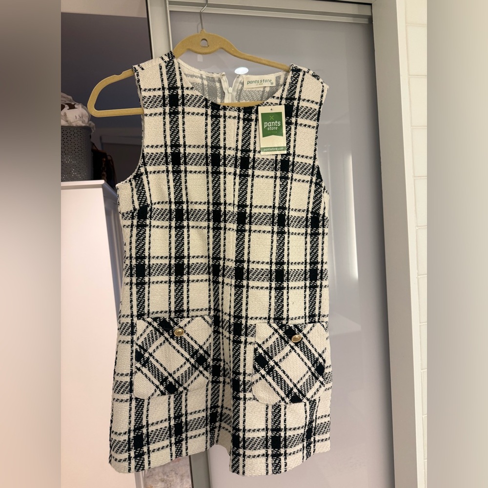 Plaid Sleeveless Dress with Pockets